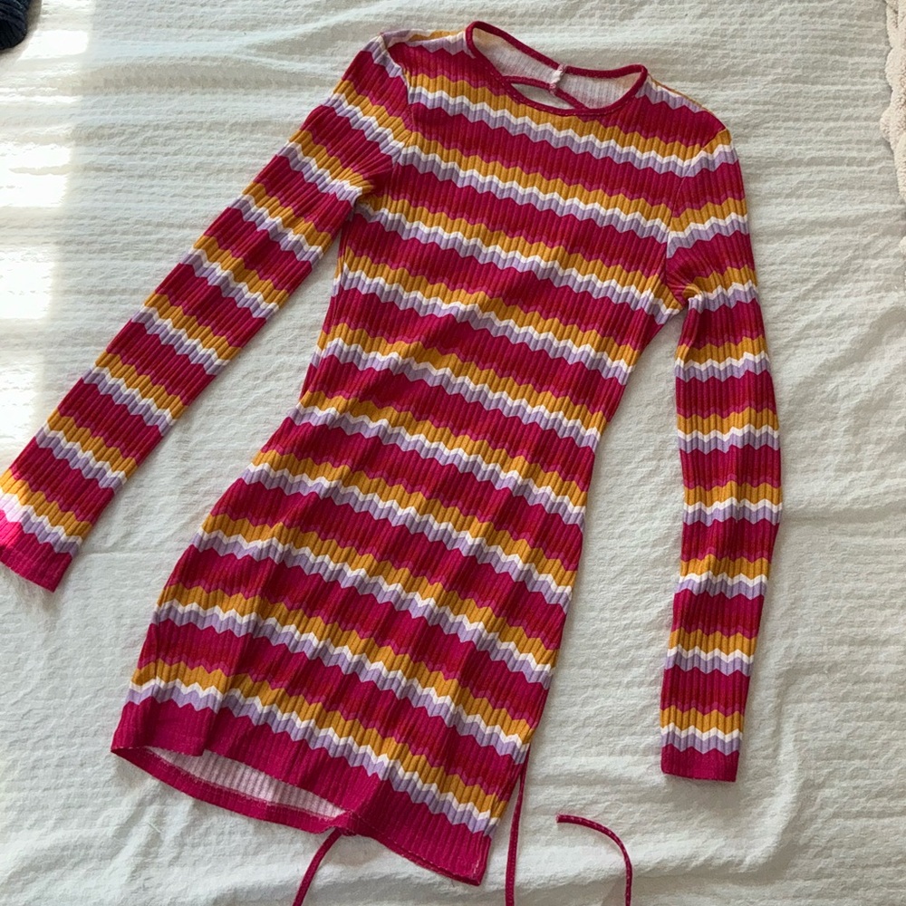 Striped Long Sleeve Knit Dress